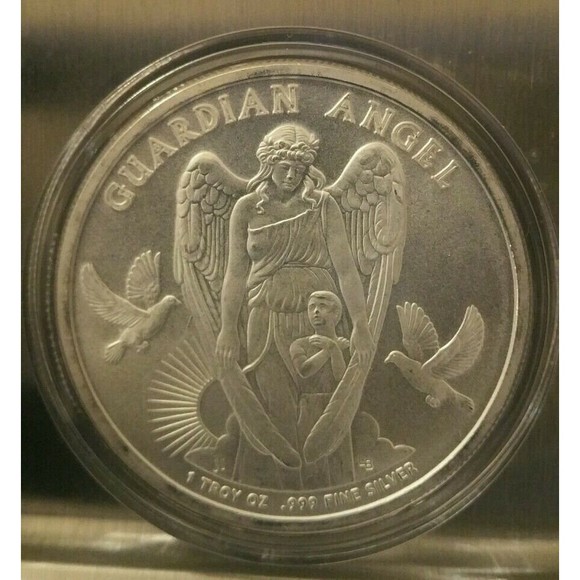Guardian Angel NIUE 1 dollar 1 oz .999 silver coin. Framed with display stand. - Picture 3 of 6
